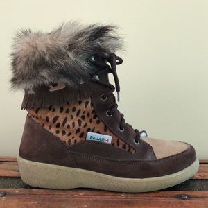 Pajar cheetah haircalf winter boots w/ faux fur